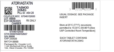 Label (31722 Atorvastatin 20mg 67046 1526 30)